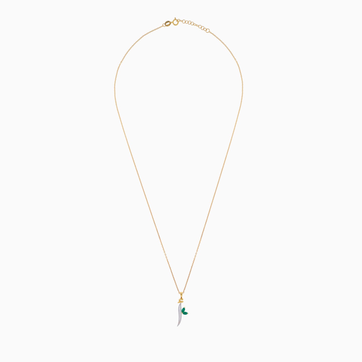 18k Yellow Gold 'ALIF' Necklace with Natural Diamonds & Agate | Horoufi Diamond Collection