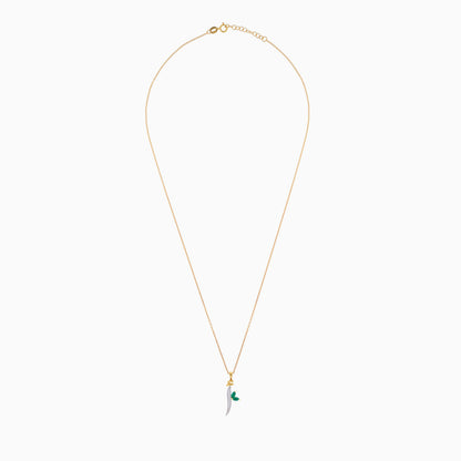 18k Yellow Gold 'ALIF' Necklace with Natural Diamonds & Agate | Horoufi Diamond Collection