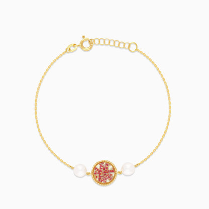 18K Yellow Gold Bracelet with Pearls - Qelada Collection