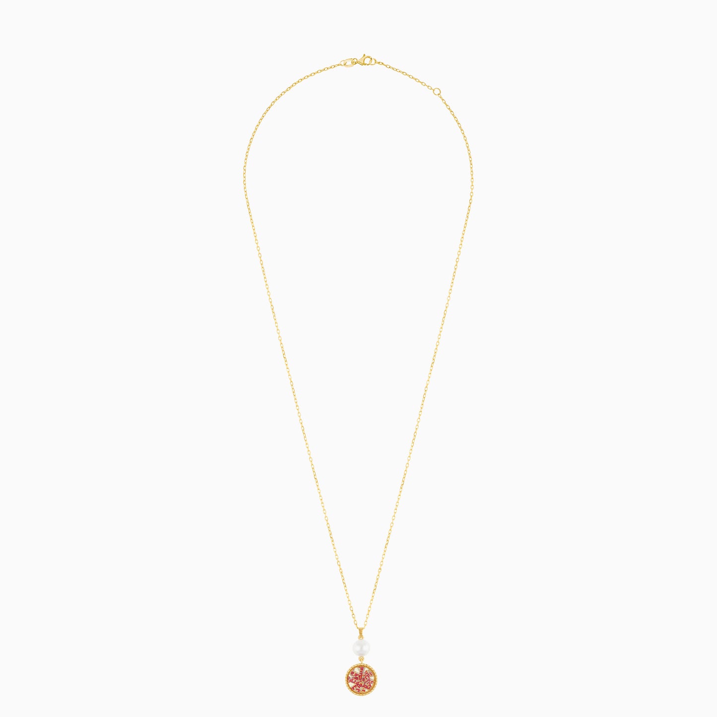 18K Yellow Gold Necklace with Pearl - Qelada Collection