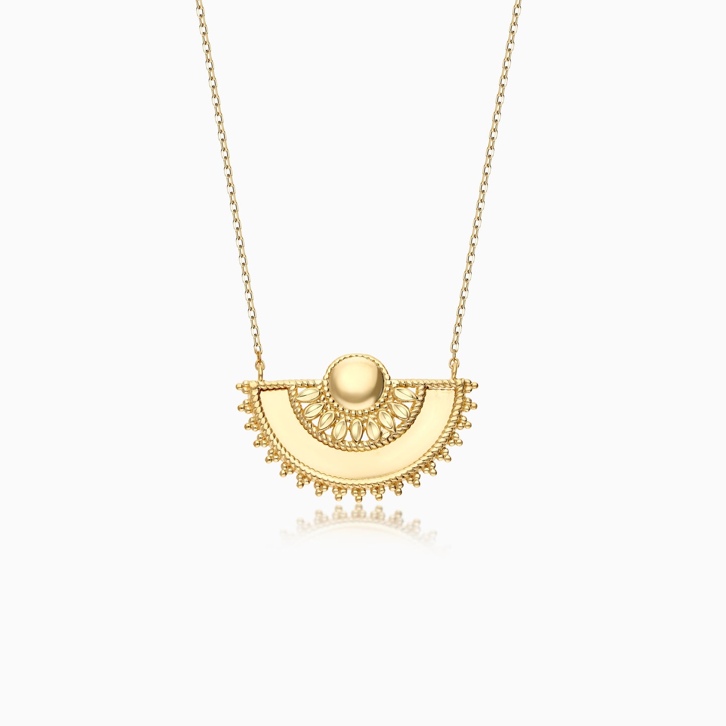 18K Yellow Gold Half Circle Necklace – Shnaf Gold Collection