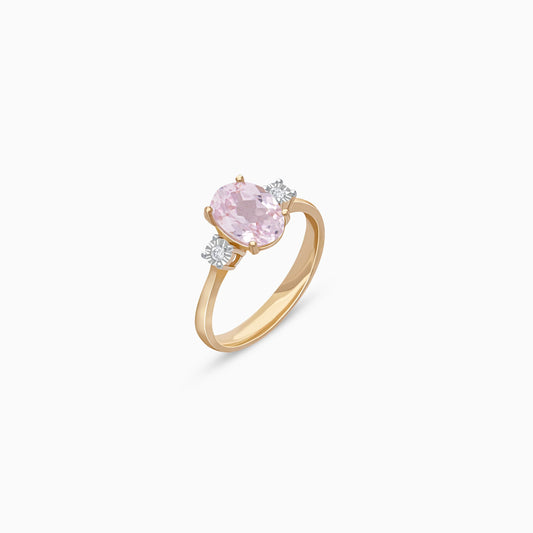 Colour Classic 18K Rose Gold Kunzite and Natural Diamonds Ring