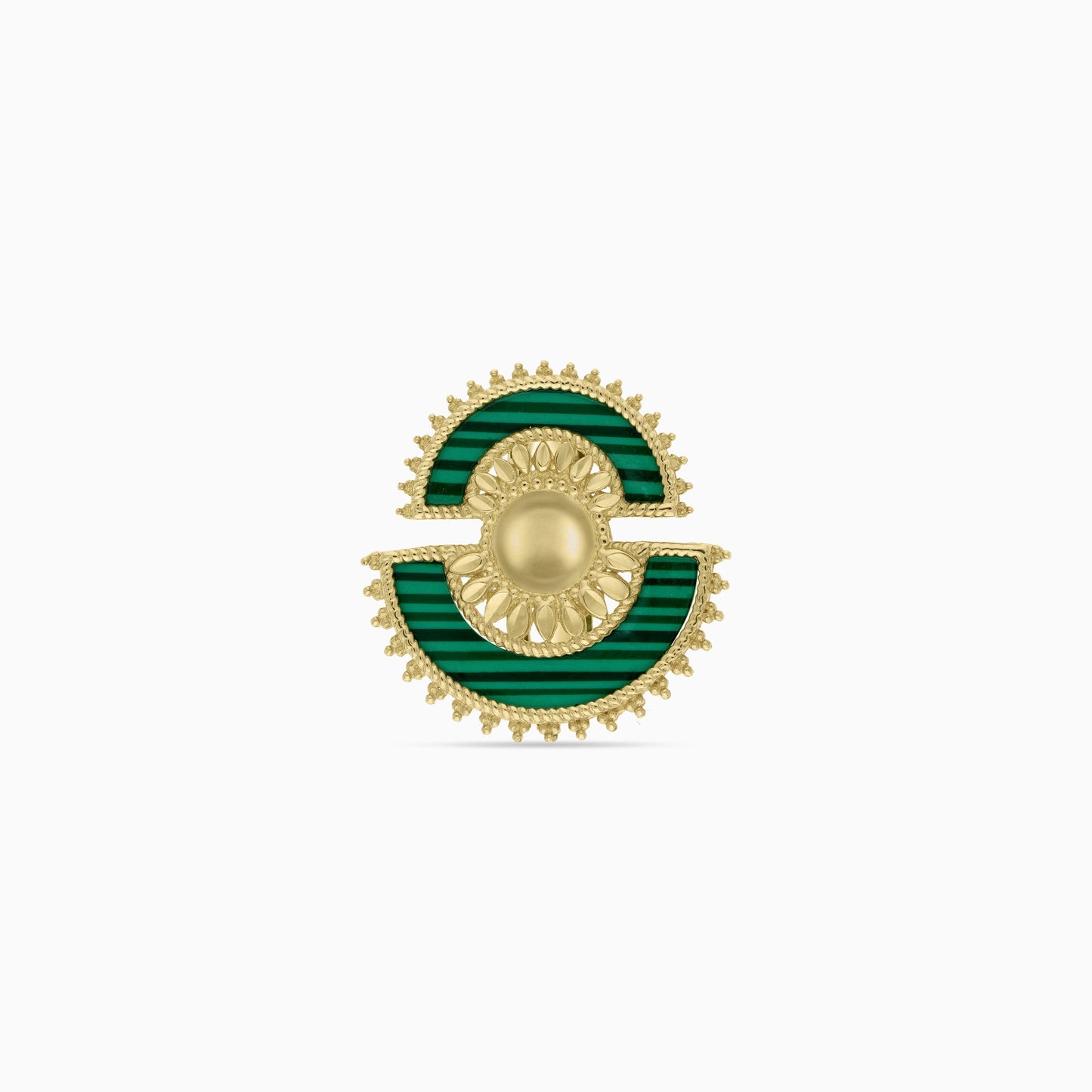 Elegant 18K Gold Ring with Malachite from the Shnaf Collection