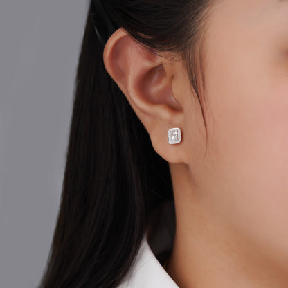 18K WHITE GOLD EARRINGS DECORATED WITH NATURAL DIAMOND STONES - FROM CARRE COLLECTION