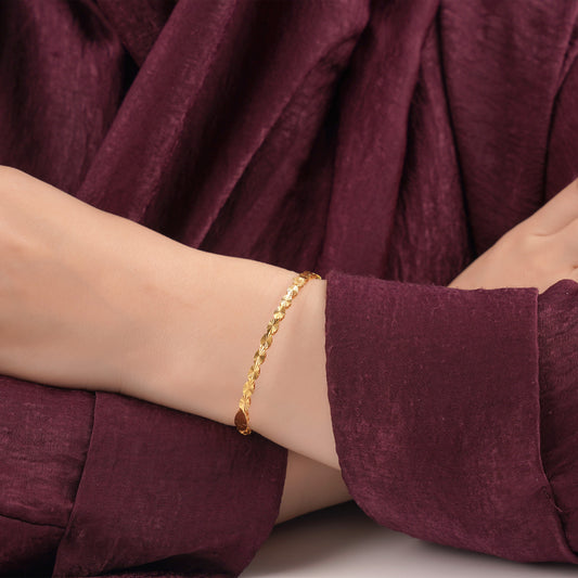 18K Gold Scalloped Link Bangle