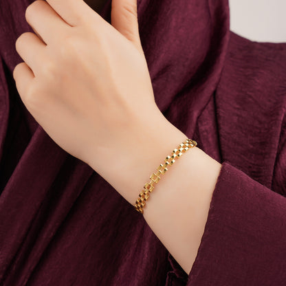 18K Yellow Gold Square Linked Bangle