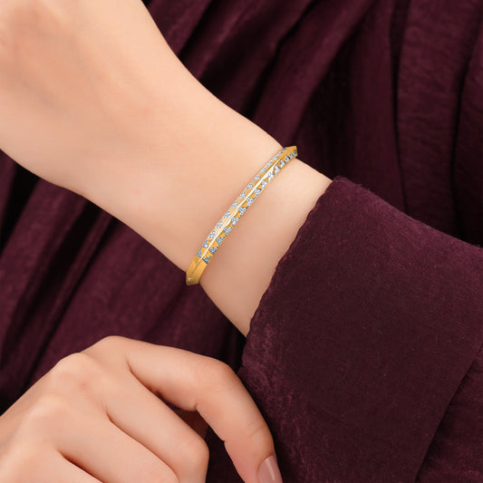 18K Yellow Gold Zircon Bangle