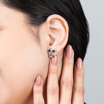 Coloure 18k White Gold Sapphire and Natural Diamonds Earrings