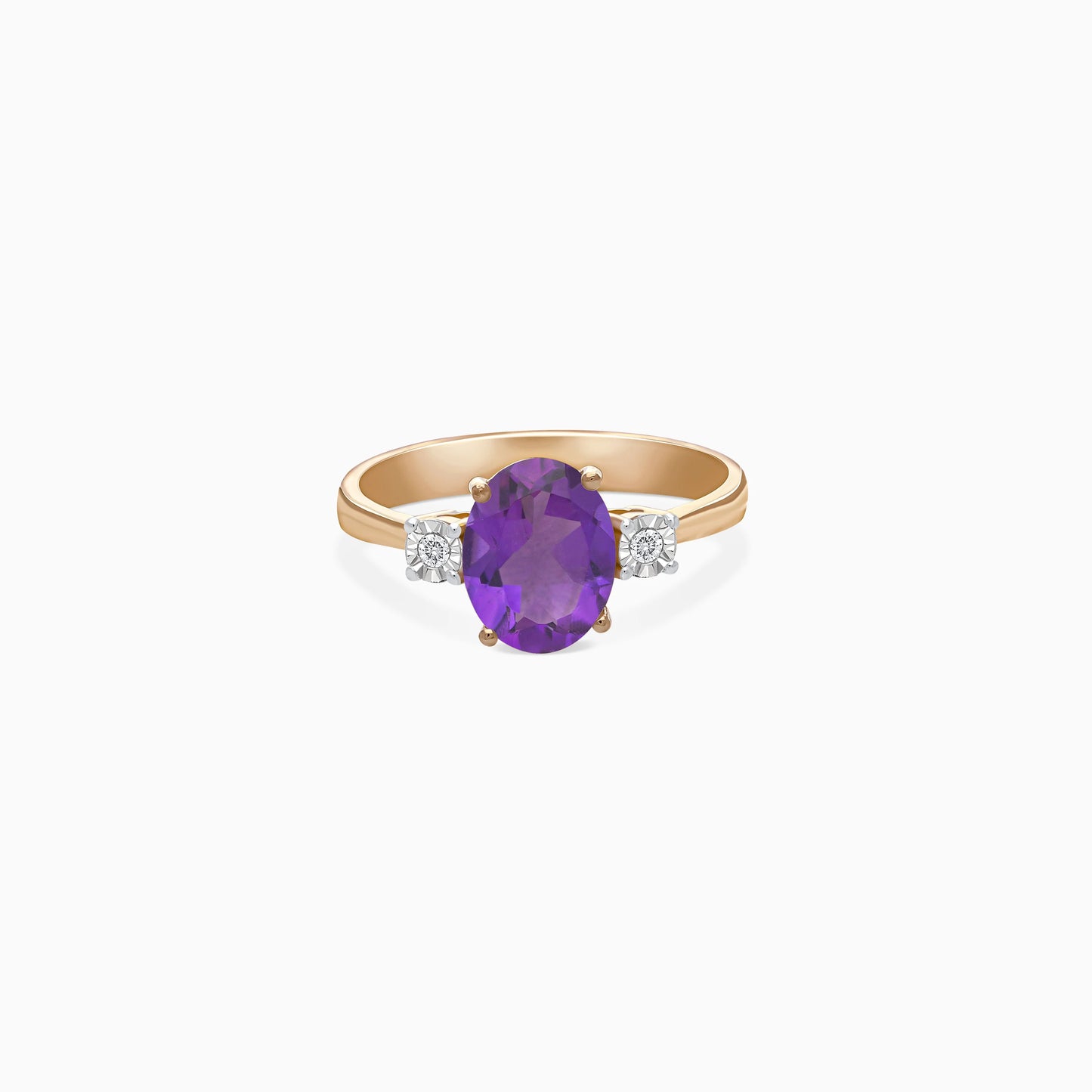 18K Gold Amethyst & Natural Diamonds Ring | Colour Classic