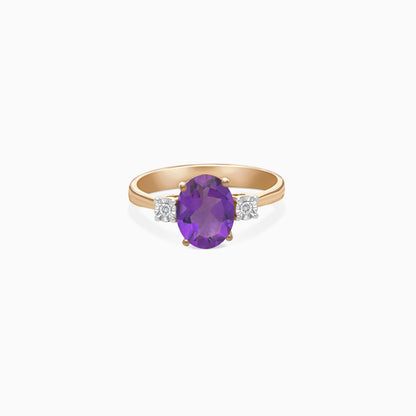 18K Gold Amethyst & Natural Diamonds Ring | Colour Classic