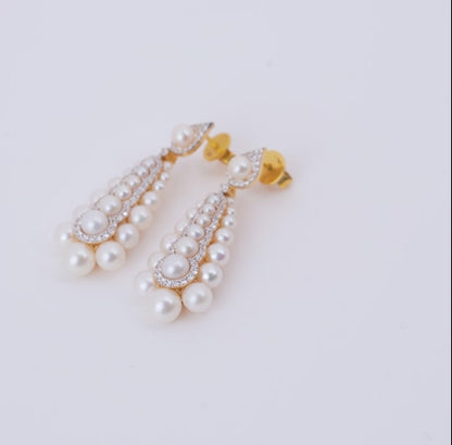 18K Yellow Gold Pearl & Zircon Danah Earrings