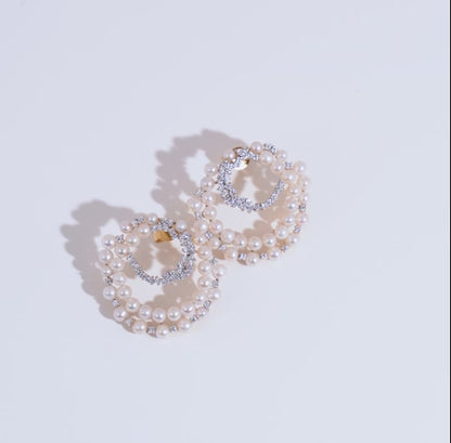 18K Yellow Gold Earrings Featuring Pearls and Zircon Stones from the Danah Collection