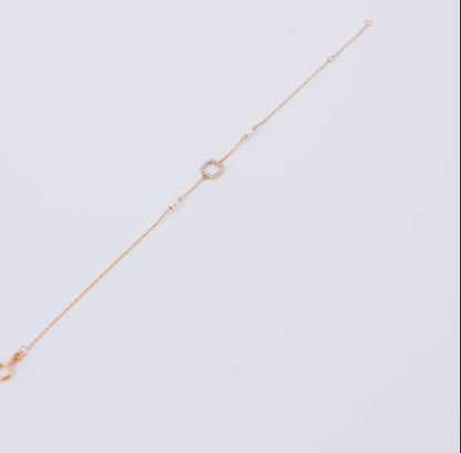 18K Yellow Gold Square Bracelet with Diamonds and Pearls – Danah Collection