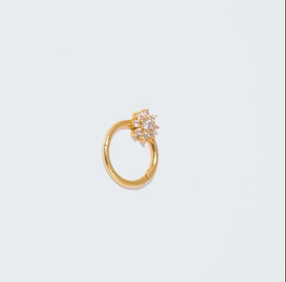 18K Yellow Gold Hoops Piercing decorated with Sparkling Zircons