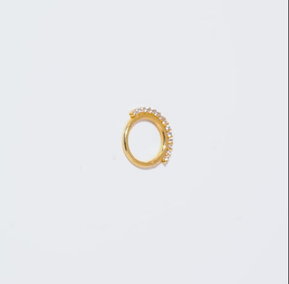 Dazzling Zircon-Stone Hoop Piercing in 18K Gold