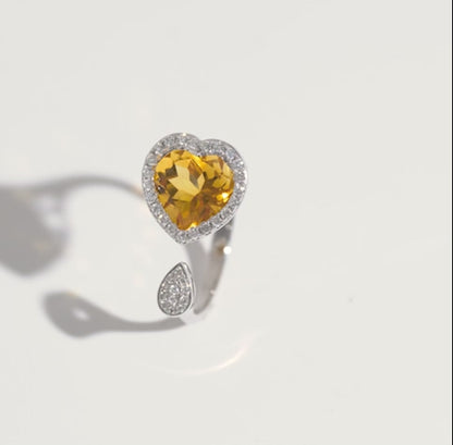 18K White Gold Citrine & Diamond Ring | Rabiya Collection