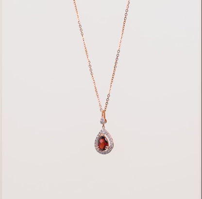 18K Rose Gold Garnet & Diamond Necklace - Rabiya Collection