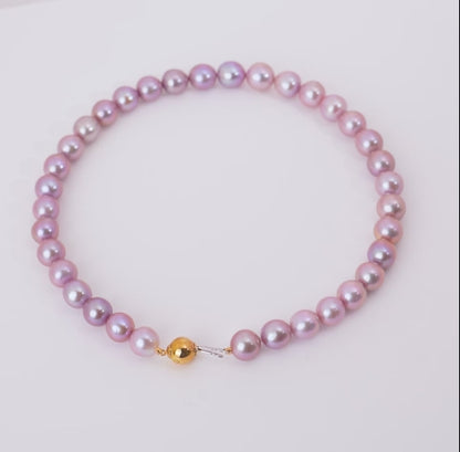 Danah Lavender Pearl Choker with 18K Yellow Gold
