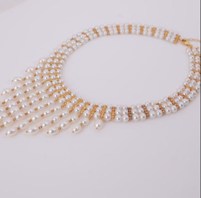 18K Yellow Gold Pearl Necklace with Round Pendant | Danah