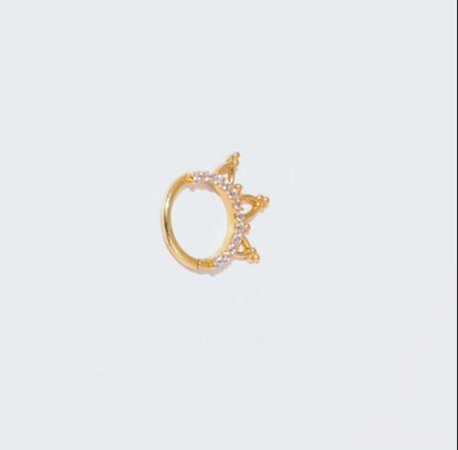 18K Yellow Gold Hoop Piercing with Sparkling Zircon Stones