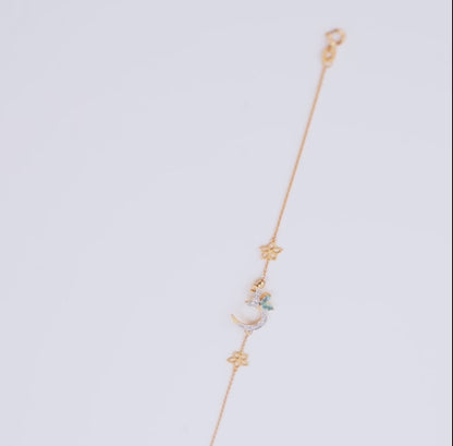 18K Yellow Gold 'Seen' Letter Bracelet with Natural Diamonds & Blue Topaz | Horoufi Diamond Collection
