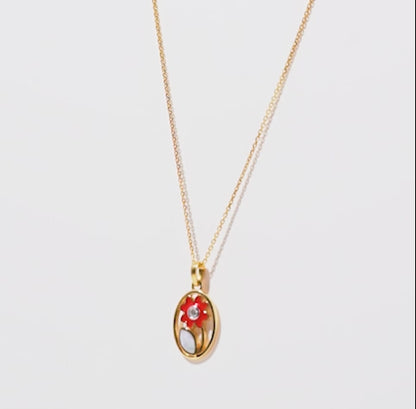 18k Yellow Gold Flower Necklace with MOP & Diamonds | Dalia Kids Collection