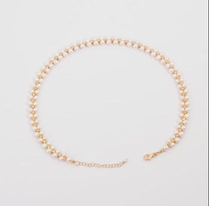 18K YELLOW GOLD CHOKER WITH PEARLS