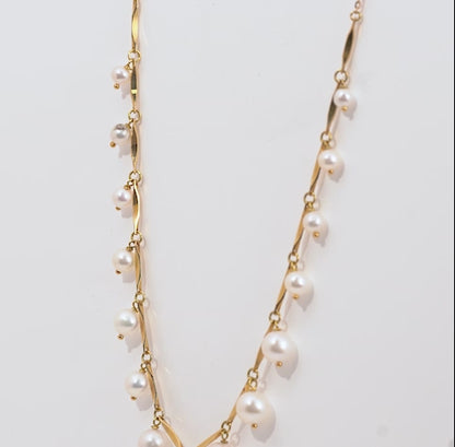 18k Yellow Gold Pearl Necklace | Danah Collection