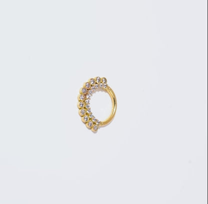 18K Yellow Gold Hoop Piercing with Sparkling Zircons