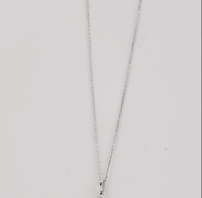 18k white gold necklace  with a dangling marquise-cut shape natural  diamond  -  Solitaire collection