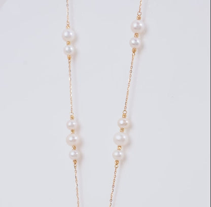 18K Yellow Gold Pearl Danah Necklace with Pendant