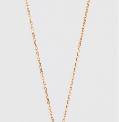 18k Yellow Gold 'FAA' Arabic Letter Necklace decorated with natural diamond and garnet stones