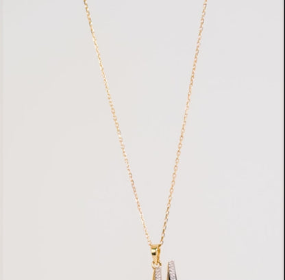 18k Yellow Gold 'M' Letter Necklace With Natural Diamond & Pearl