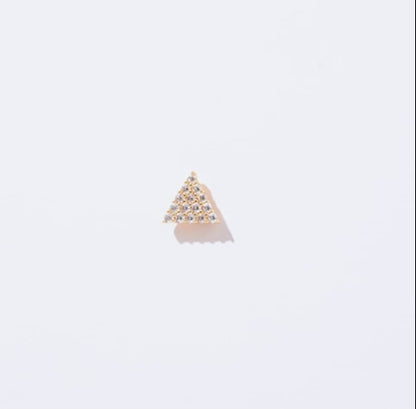 18K Yellow Gold Triangle Stud Earrings with Zircons – Jawhara Piercing Collection