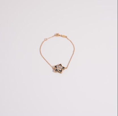 18K Yellow Gold Diamond Bracelet with Black Onyx