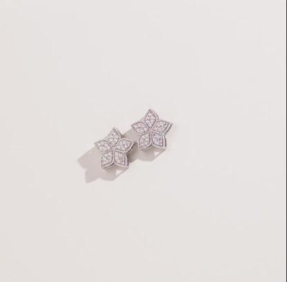 18K White Gold Earrings Decorated with Natural Diamond Stones