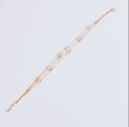 18k yellow gold bracelet  three-layer decorated with mother of pearl