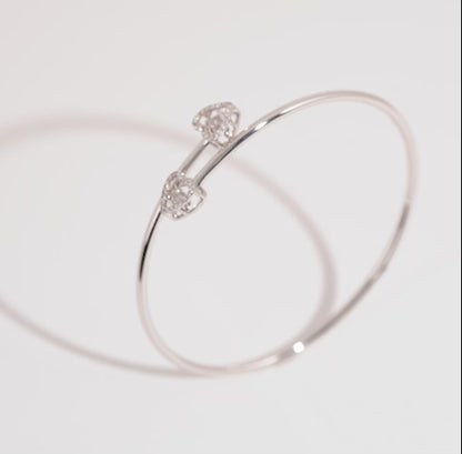 18K White Gold Dancing Diamond Bangles with Natural Diamonds | Dancing Diamond Collection