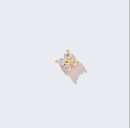 18K Yellow Gold Stud Piercing with Sparkling Zircon
