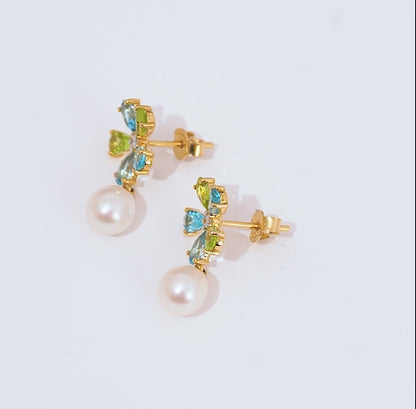 قلادة من الذهب الأصفر عيار 18 قيراطًا مرصعة باللؤلؤ والألماس والأحجار الكريمة - مجموعة دانا