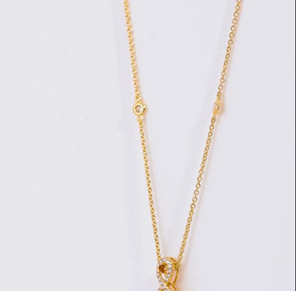 18K Yellow Gold Necklace featuring a stunning Natural Diamond and Citrine stones