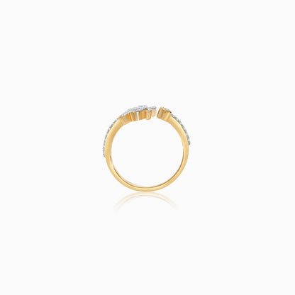 18K Yellow Gold Open Ring in Palm Tree Shape Decorated with Natural Diamond | Al Nakhla Collection
