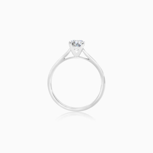 18K White Gold Ring with Square Cushion Brilliant Natural Diamond stone | Solitaire