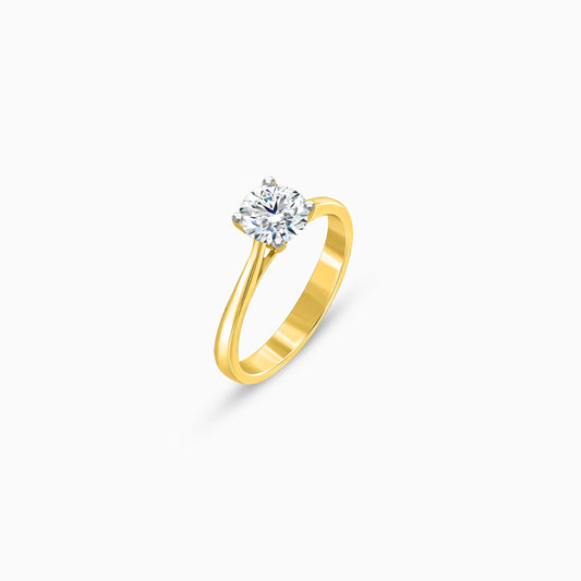 18K Yellow Gold Natural Diamond Solitaire Ring – Solitaire Collection