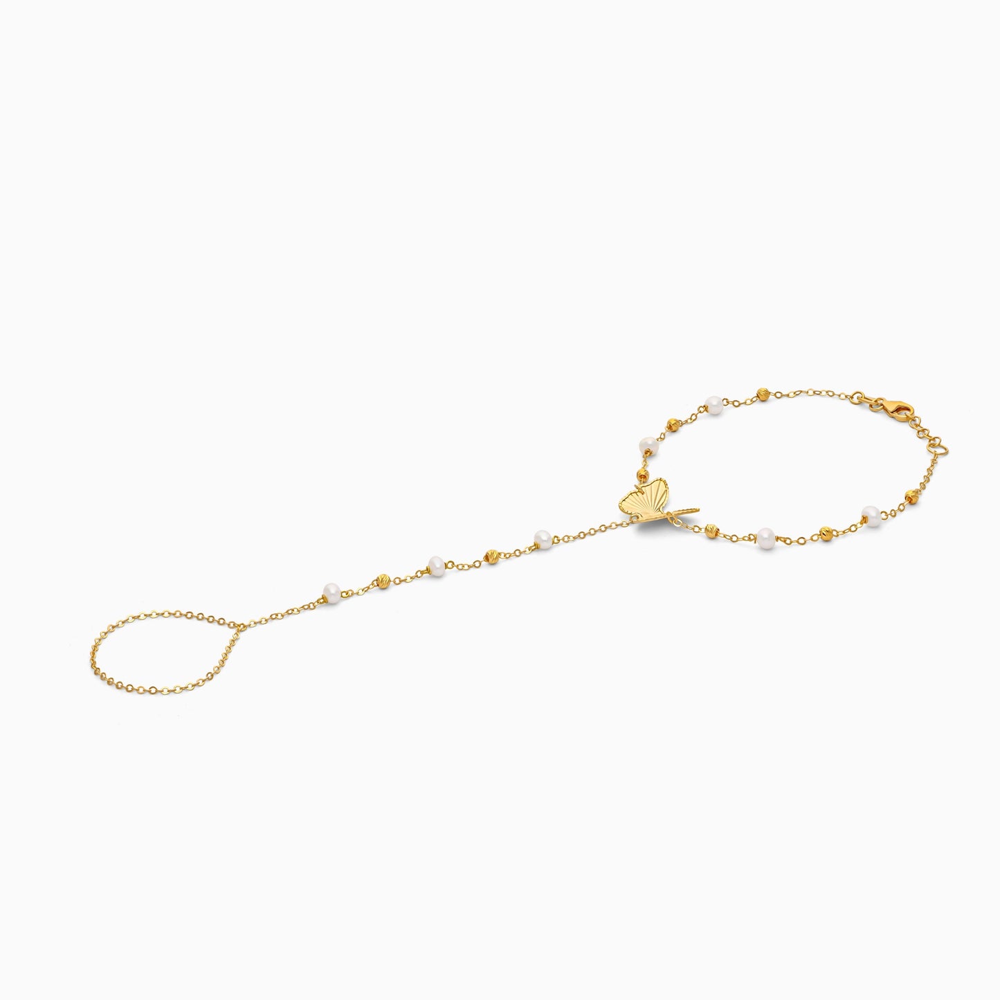 18K YELLOW GOLD BRACELET DECORATED WITH PEARLS