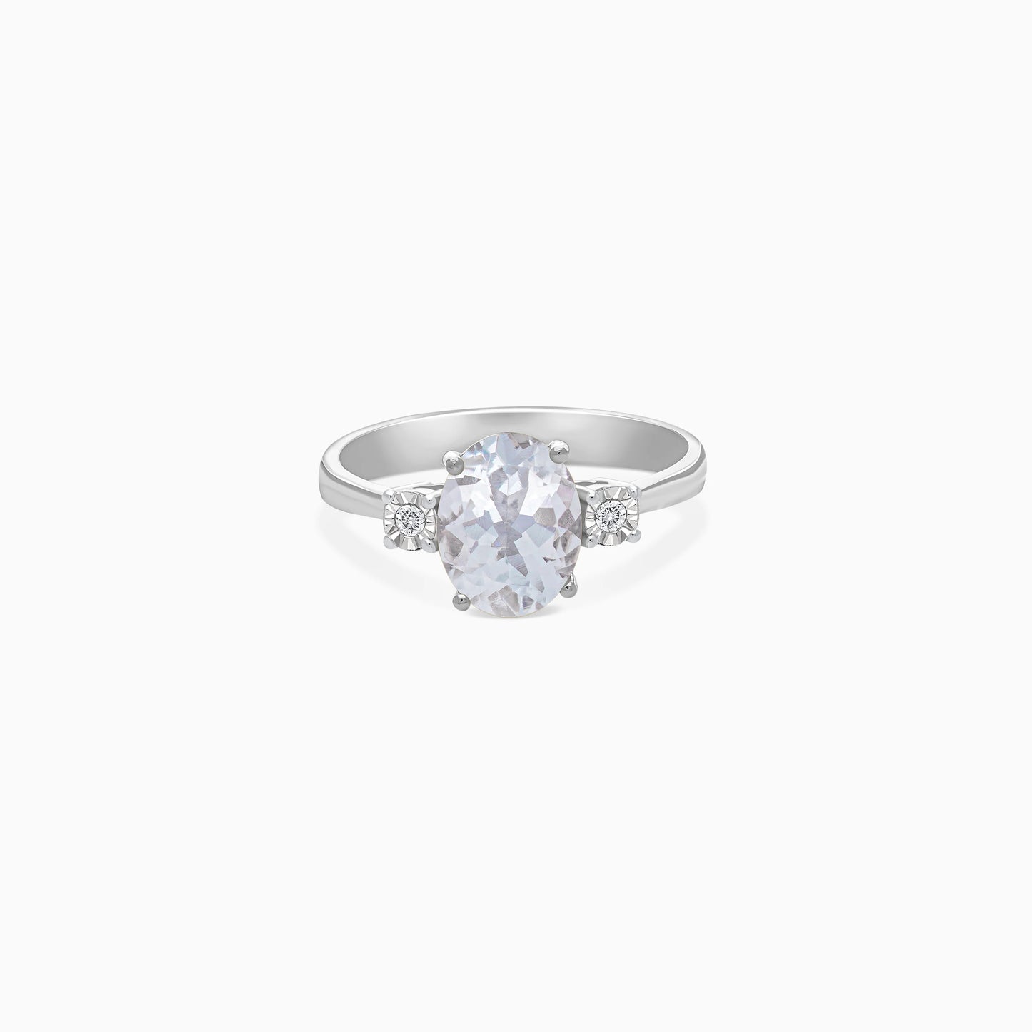 18k white gold ring decorated with Aquamarine & Natural diamond | Colour Classic Collection