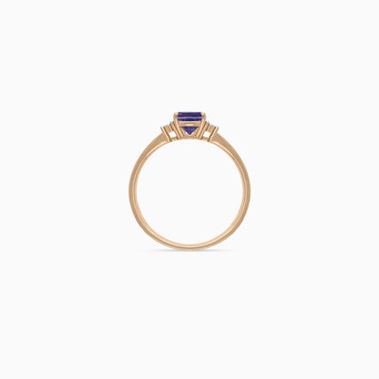 18k Rose Gold Ring Decorated with Iolite Gems and Natural Diamond | Colour Classic Collection