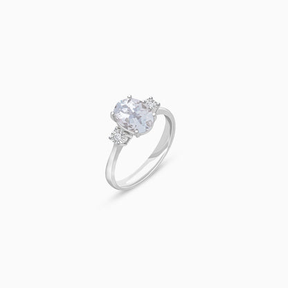 18k white gold ring decorated with Aquamarine & Natural diamond | Colour Classic Collection